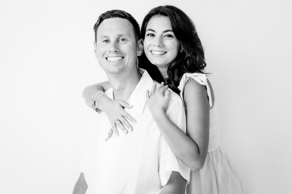 Black and White studio portrait of couple in Katy, TX