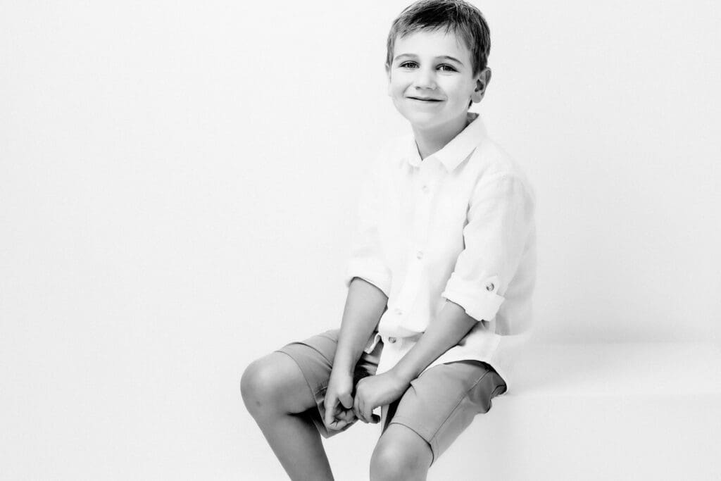 Black and White studio portrait of a kid in Katy, TX