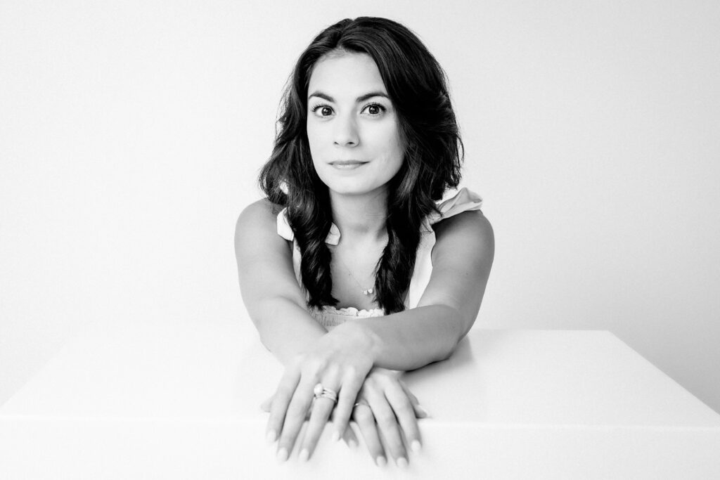 Black and White studio photo of a Mom in Katy, TX