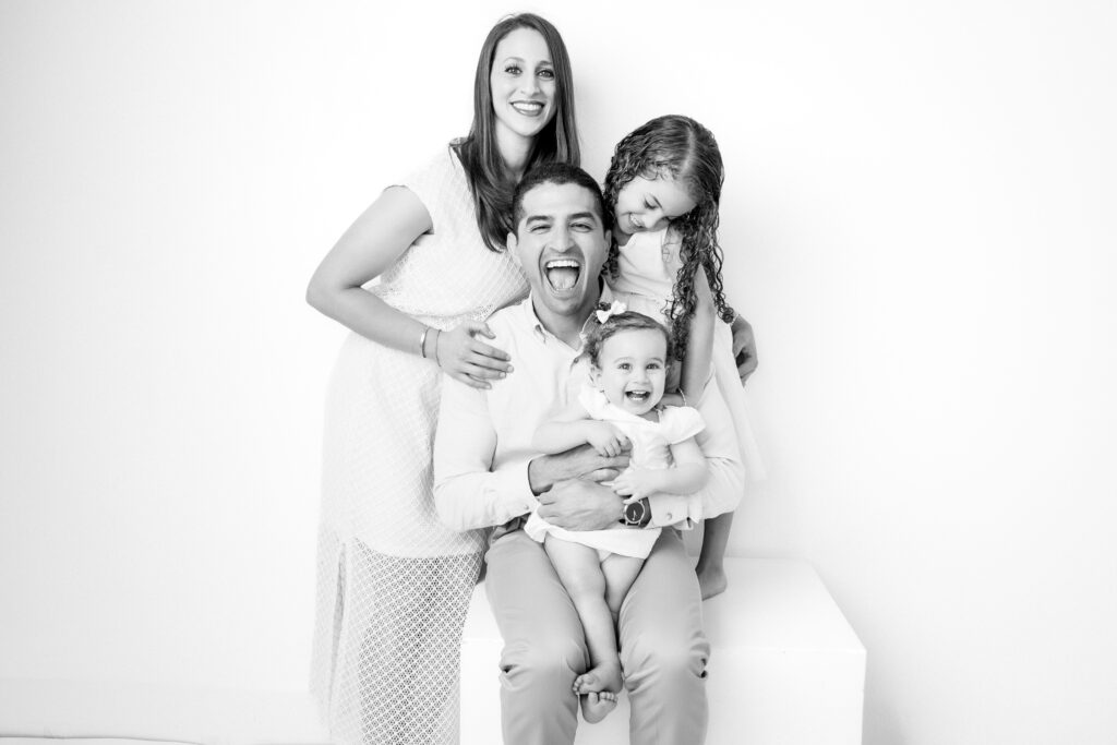 Black and White studio portrait of a Family in Katy, TX